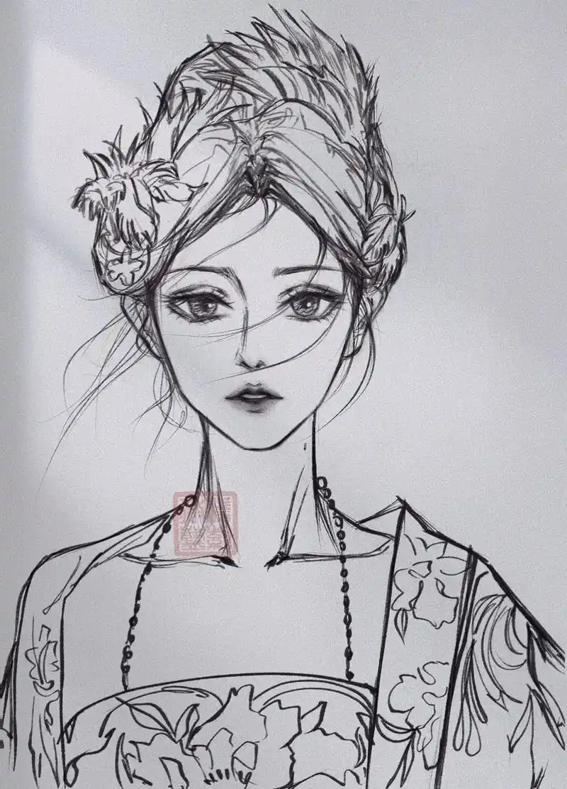 千年万岁,椒花颂声#手绘#古风#线稿#抖音小助手 - 抖音