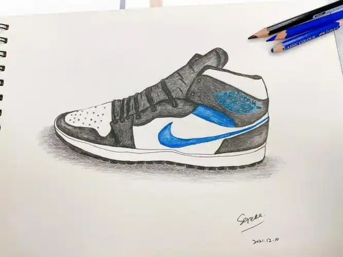 这个星期打卡完成啦#彩铅手绘  #鞋子手绘  #aj1手绘  #画画