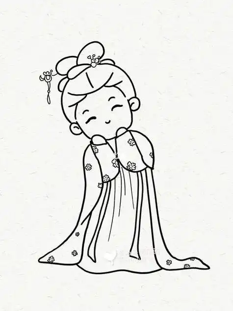 简笔画可爱动漫人物简笔画少女简单古风有颜色动漫人物简笔画女孩古风