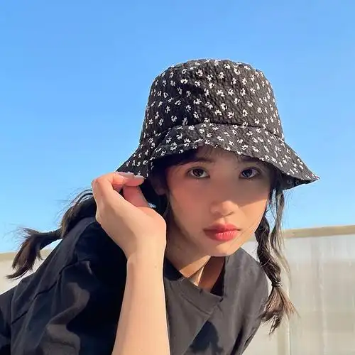碎花渔夫帽女夏季春秋秋日系潮人韩国东大门时尚帽子