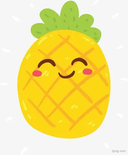 你好夏天卡通菠萝png素材透明免抠图片-卡通手绘