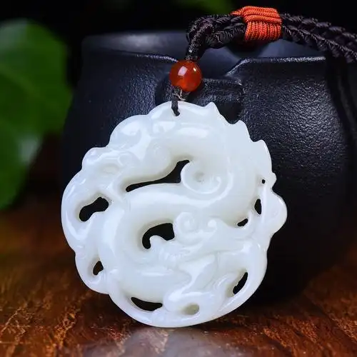 新疆和田玉镂空龙玉石吊坠男女款龙牌巧雕百搭挂件玉坠如意玉佩