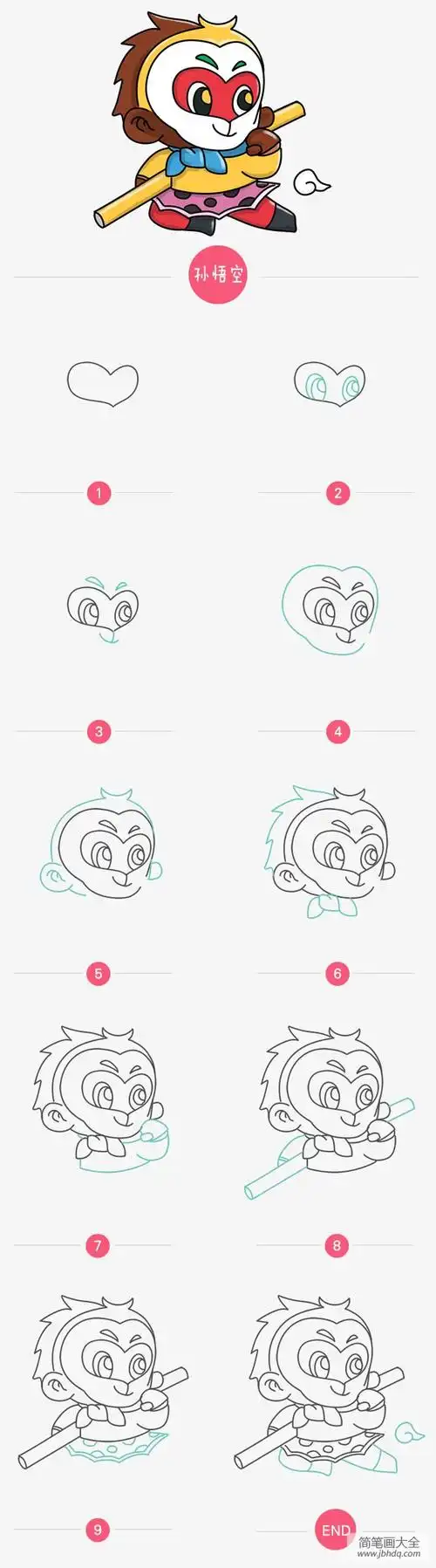 卡通孙悟空怎么画_图文教程-简笔画大全