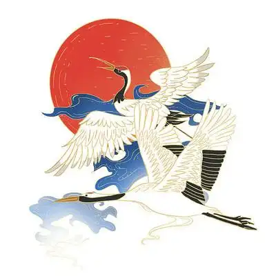 国潮仙鹤风景元素