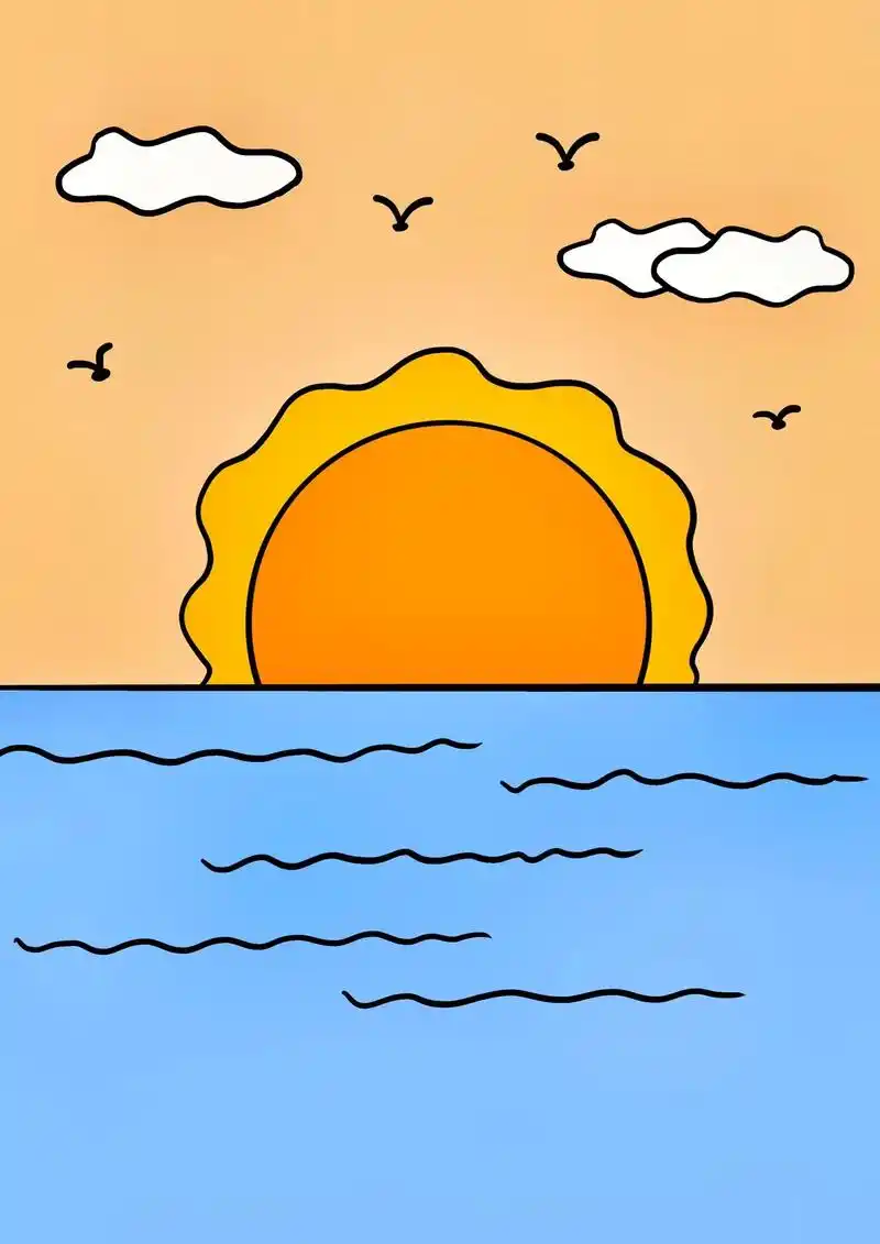 日出来咯.#简笔画 #育儿简笔画 #每日一画 #一起学画画  - 抖音