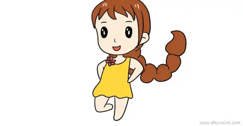 长头发女孩儿童画怎么画长头发女孩简笔画简单