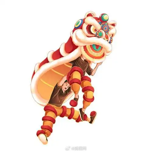 免抠素材可爱舞狮活动迎新春卡通人物版权素材by摄图网