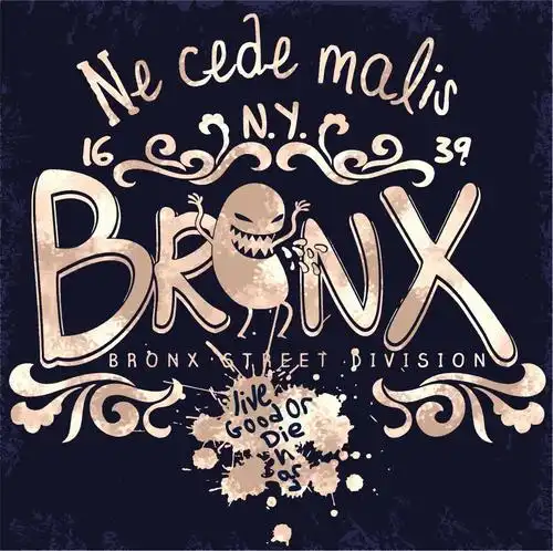 字母涂鸦印花矢量图服装裁片t恤烫图印花花型素材