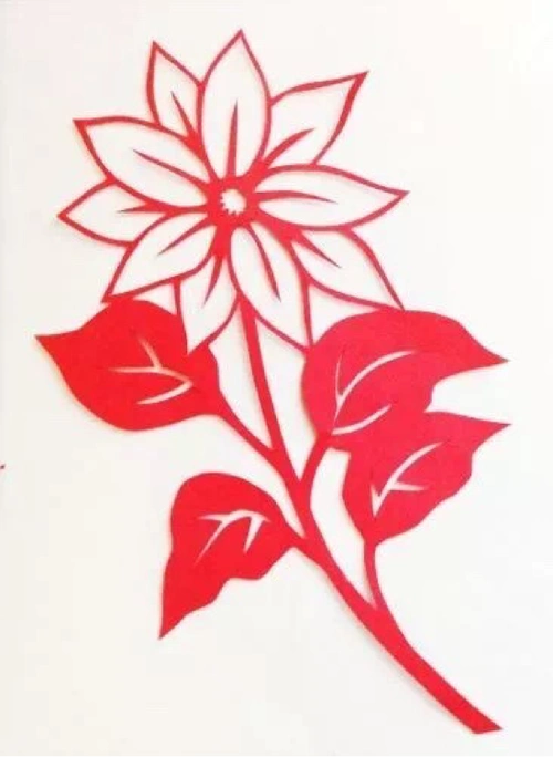 植物的剪纸五款水仙菊花月季玉兰彩色手工剪纸植物半成品镇巴鞋花剪纸
