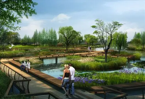 欢迎评价本人创作的湿地公园景观设计案例效果图怎么样?