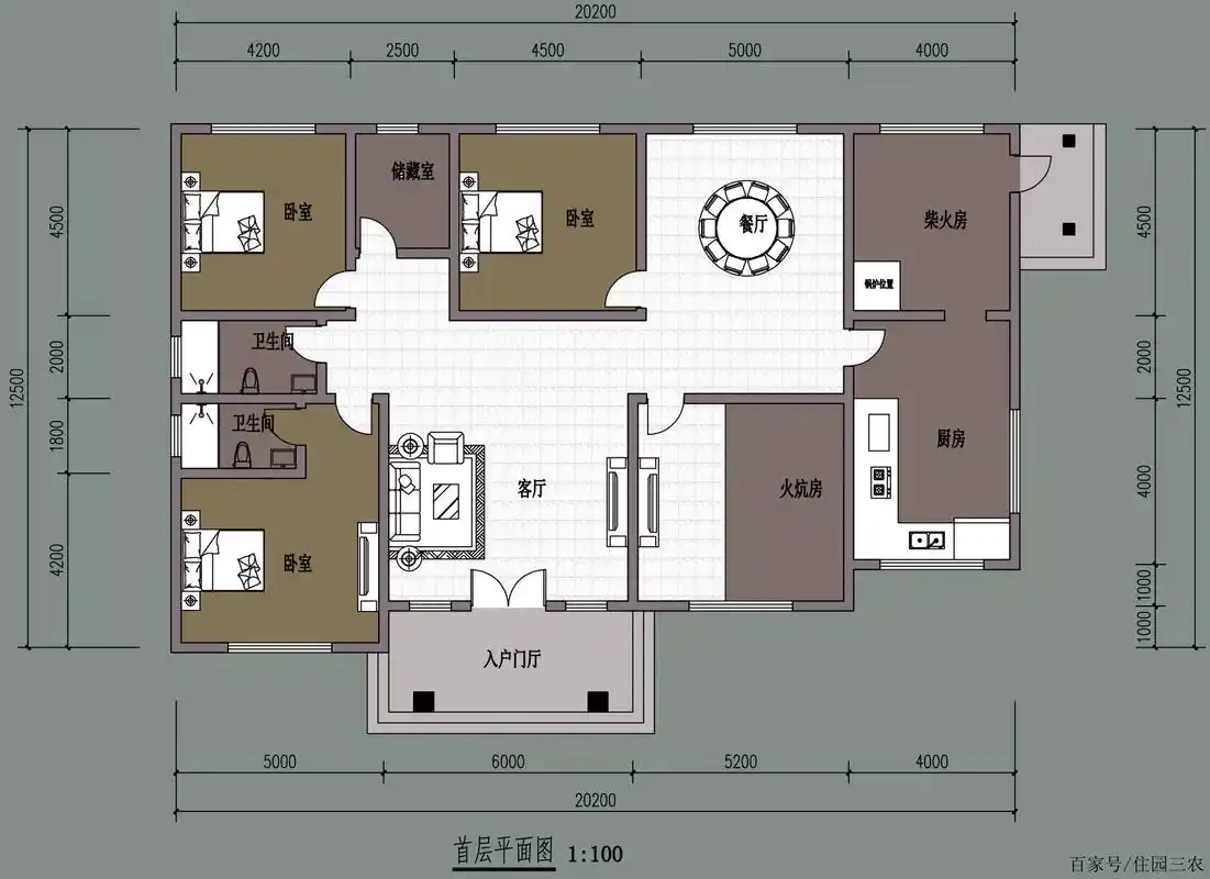 农村自建4室1厅平房,有火炕房,锅炉房和柴火房,冬天再也不冷了