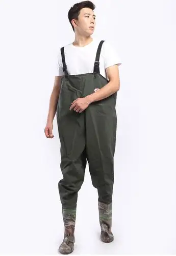 厂家直销军迷pvc下水裤 半身钓鱼裤下水裤连体捕鱼雨裤防水裤金鱼