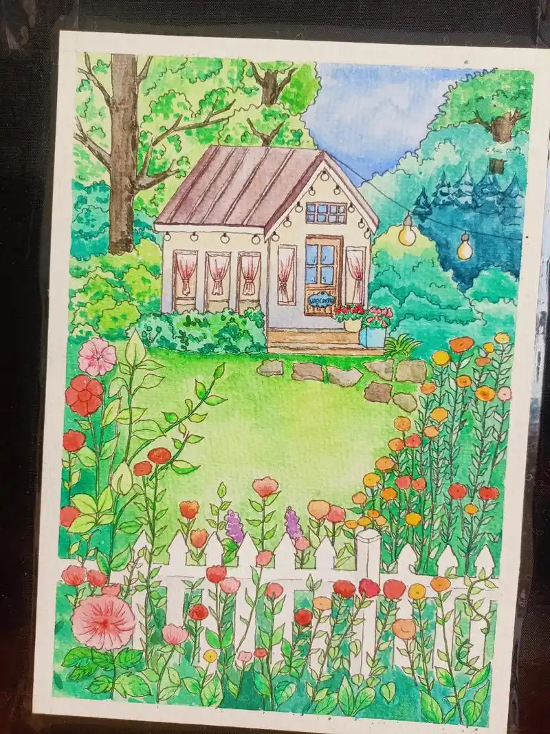 《心中的花园》2#画画 #手绘 #艺术 #一起学画画 #绘 - 抖音