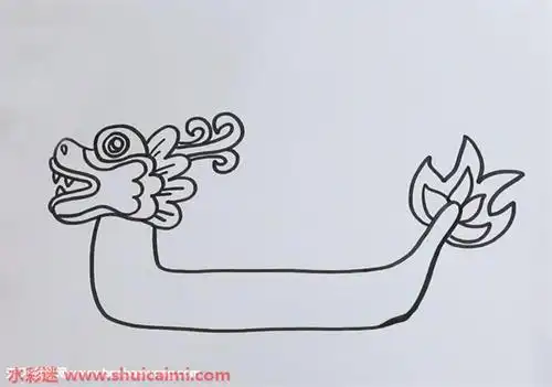 龙舟简笔画的画法步骤图解
