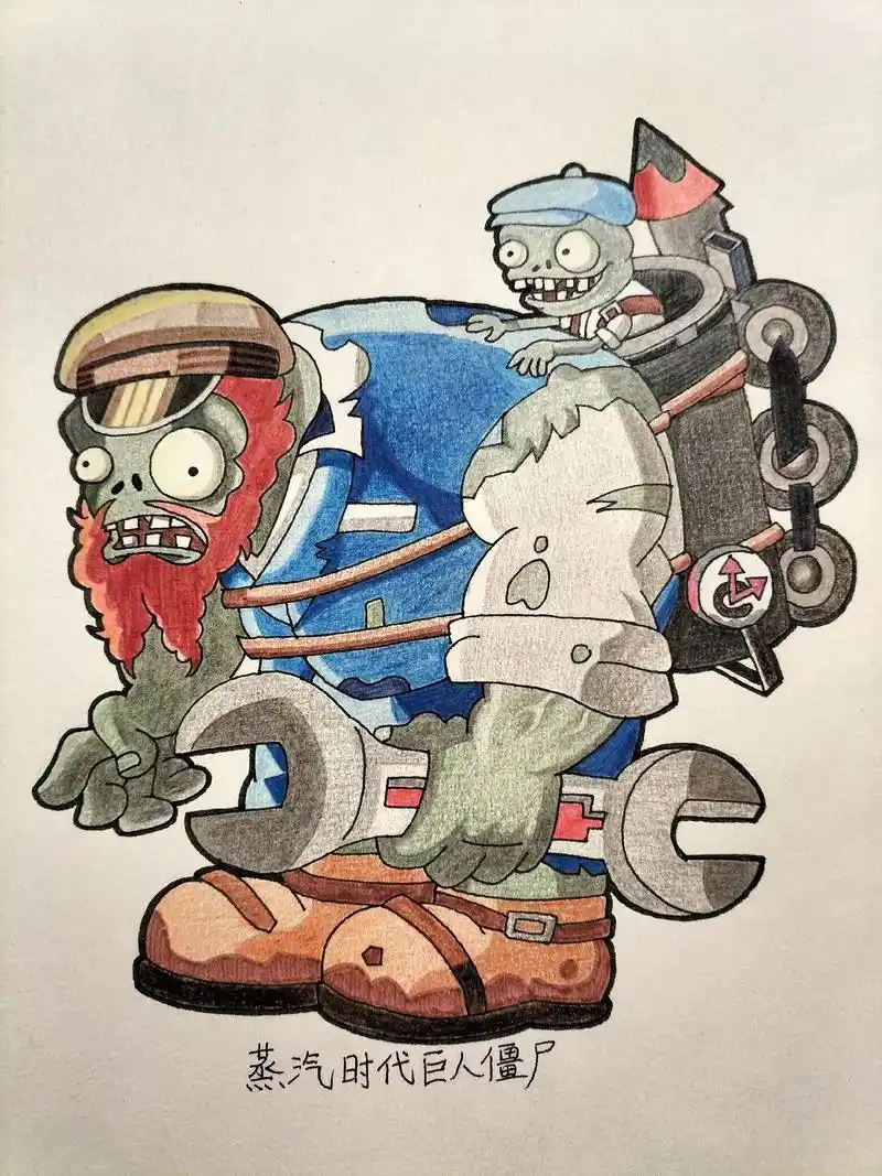蒸汽时代巨人僵尸绘画步骤,终于又画 - 抖音