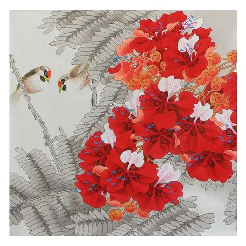 范文秀 《凤凰花》 纸本国画