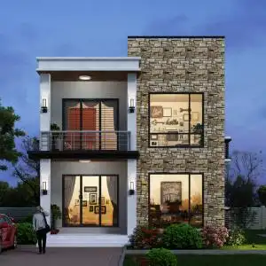 b566二层网红现代简约风格小别墅设计图纸新农村自建房小洋楼全套