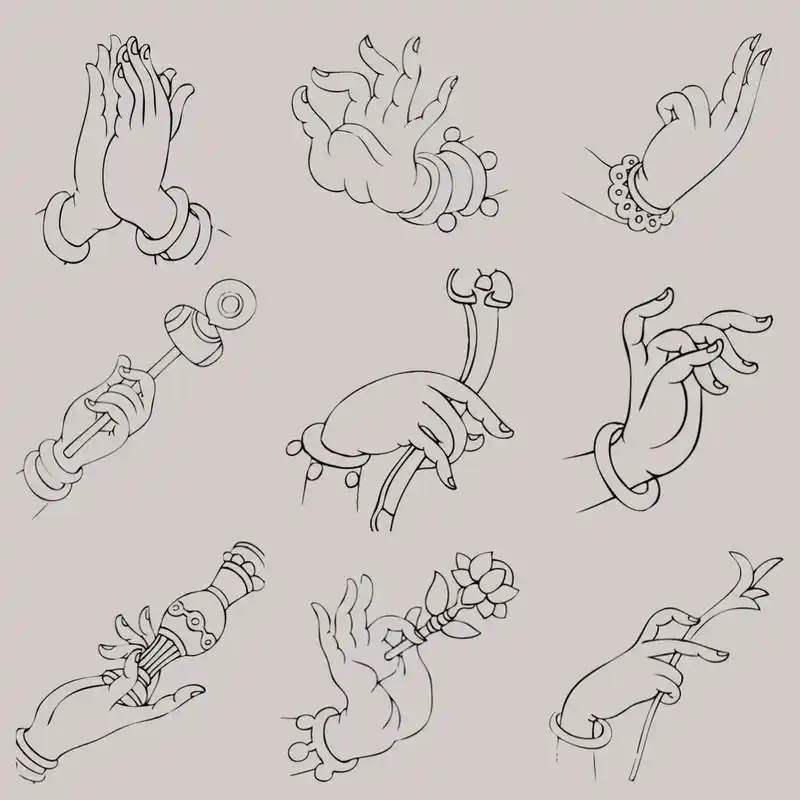 佛手线描·白描国画专业参考素材资料稿·壹 底稿/线描/白描/传统绘画