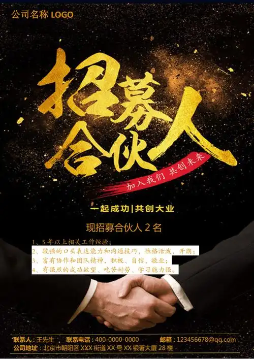 黑金风招募合伙人招聘海报.docx