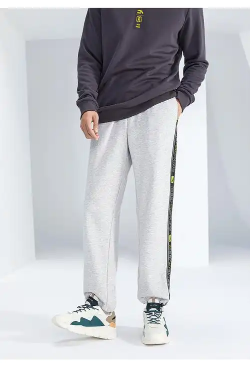 安踏运动裤男士潮流宽松运动长裤休闲束脚收口裤子基础黑km2xxl185