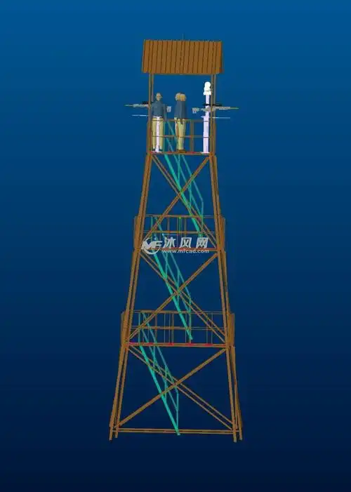 塔台侧视图此三维模型为边界边防用的观测周边地形是塔台.