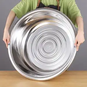不绣钢锈圆盆不锈钢盆加厚厨房家用超大面盆hs-45612特大食品级洗
