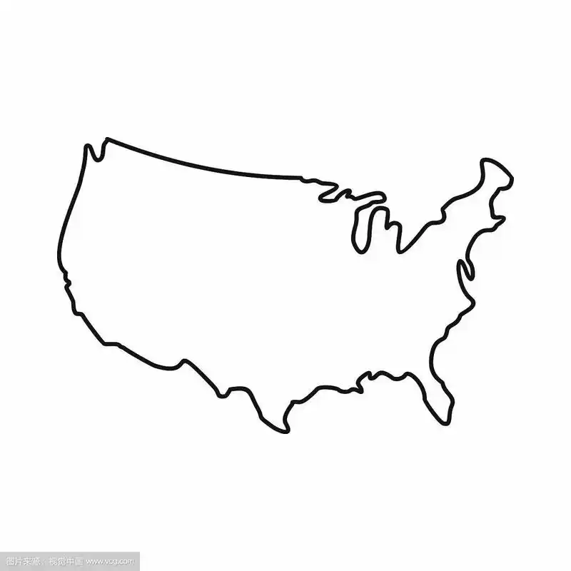 美国地图图标轮廓风格