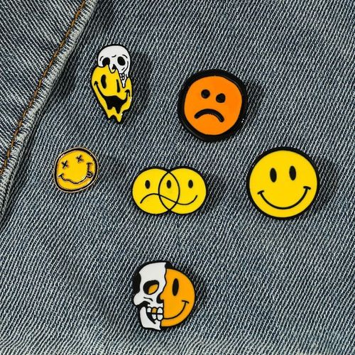 创意新款胸针 卡通搞怪表情包微笑生气骷髅气球滴油防走光别针