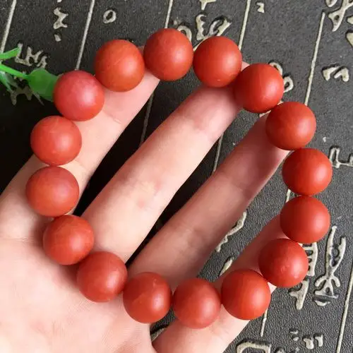 天然南红手链 保山南红玛瑙 自然满肉满色 男款手串