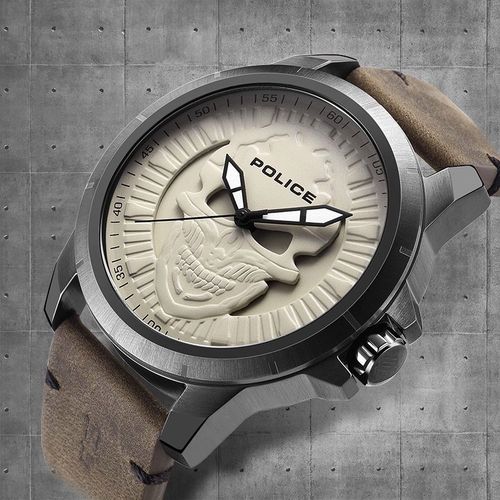 police手表魄力思骷髅十字架浮雕镂空时尚潮流夜光防水表pl.14685