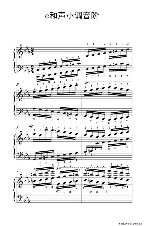 c和声小调音阶(中央音乐学院 钢琴(业余)考级教程 7-9级)(1)_275_178