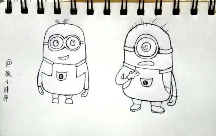 手绘|零基础简笔画,5分钟画出两只可爱的小黄人