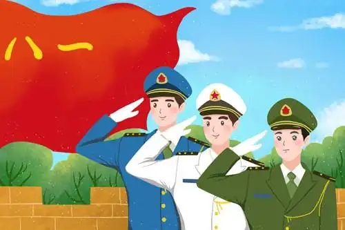 卡通军人敬礼插画素材