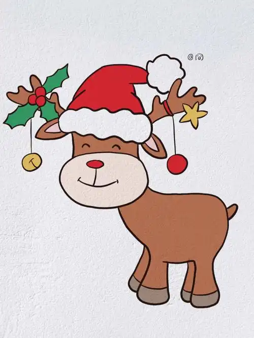 节日简笔画圣诞节麋鹿内附过程图