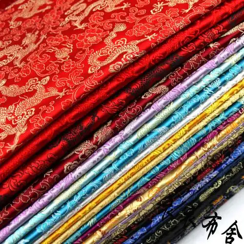 布料织锦缎龙纹古装汉服唐装娃衣服服装丝绸绸缎海绵垫