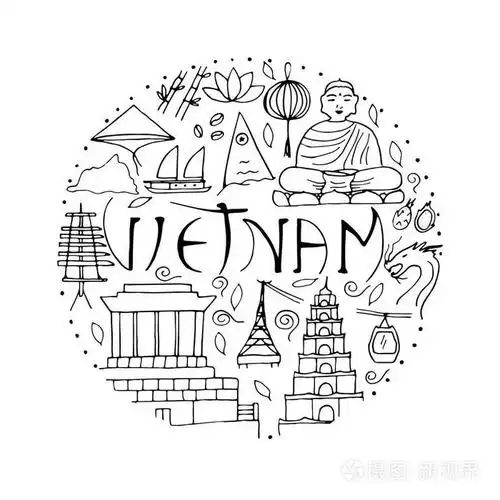 插画 建筑 越南文化的圆形设计理念.亚洲建筑, 符号.矢量插图.eps