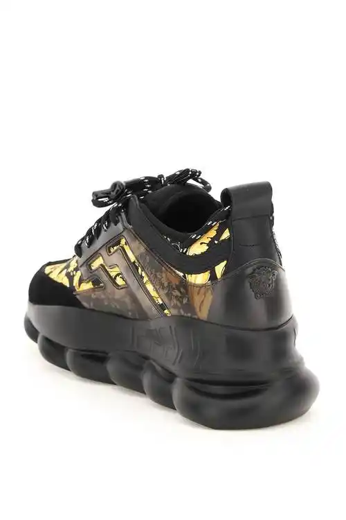 范思哲versacejeanscouture新款男鞋男士黑色厚底运动休闲鞋黑色40