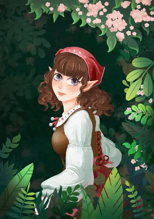 森系少女插画