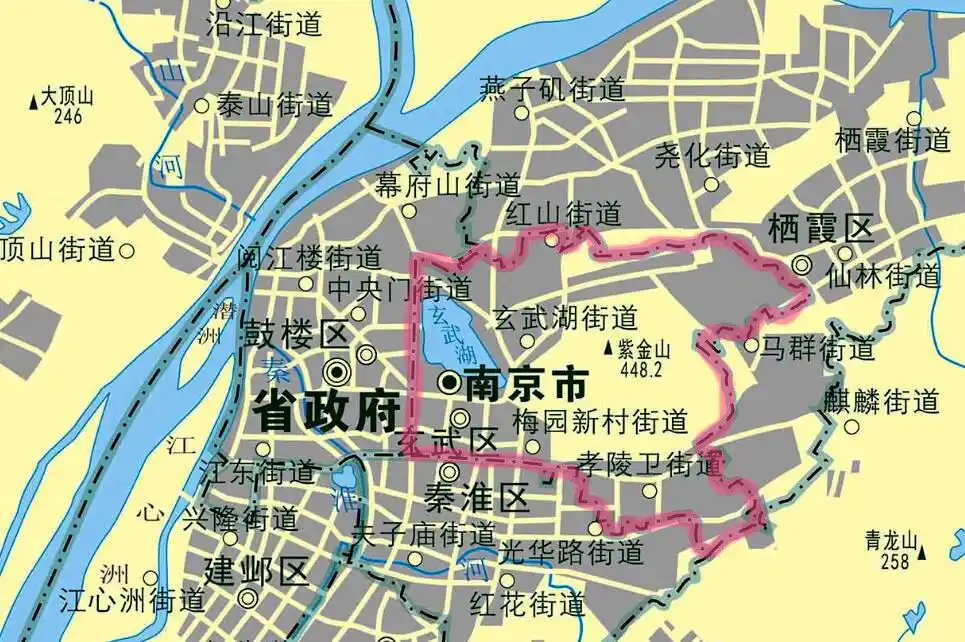 一区:紫金山—玄武湖风景名胜区. 一带:明城墙风光带 .