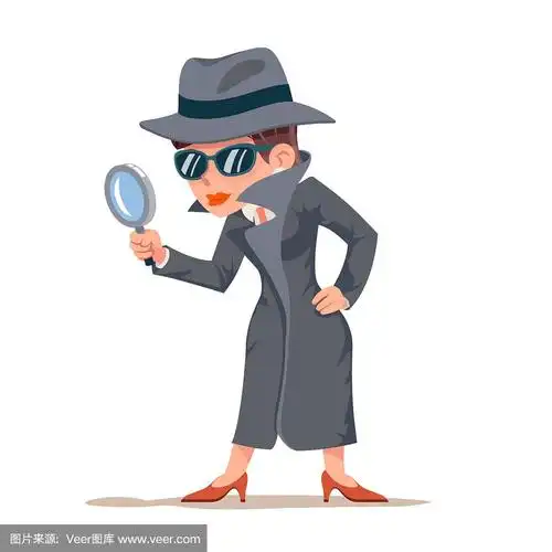 小侦探女人窥探放大镜技术搜索帮助女性卡通人物设计孤立矢量插图