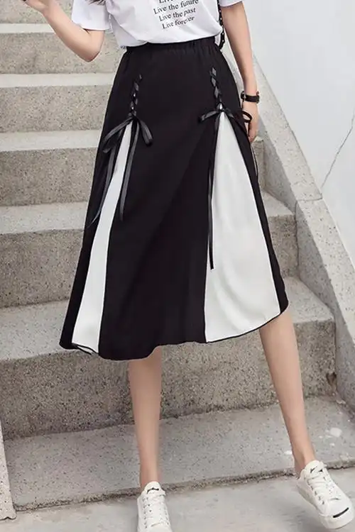 黑色半身裙中长款雪纺