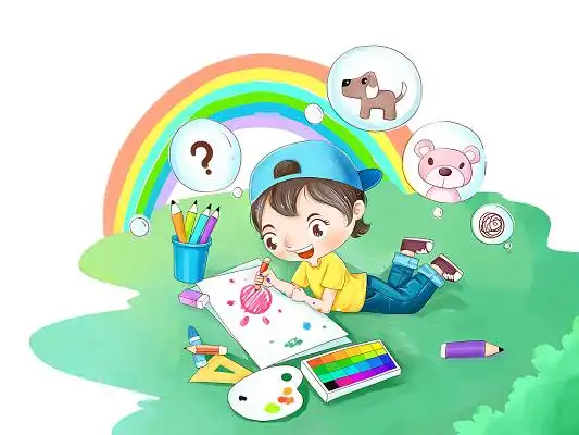 画山水画gif动态图彩虹元素[gif]石油蜡笔蜡笔躺在纸上画的彩虹彩色