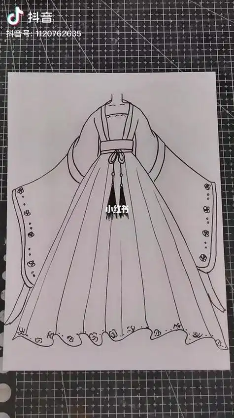 画古装的画法仙气飘飘的古风裙子 #临摹礼服裙子参考画法精 简笔画