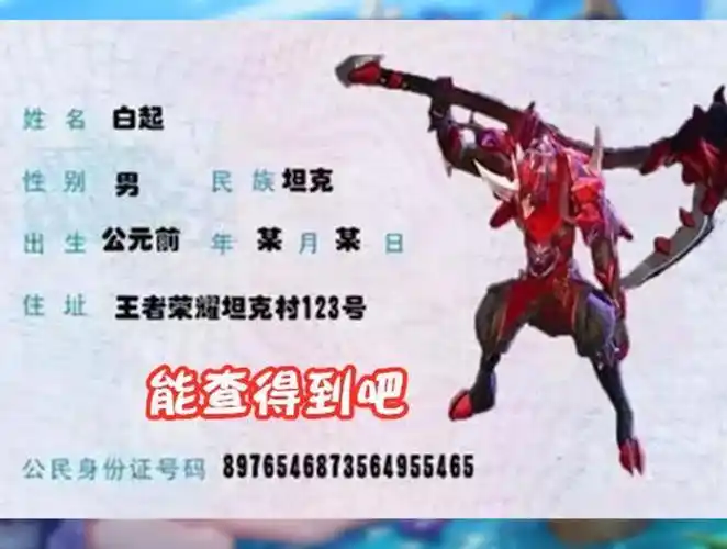 王者荣耀英雄们的身份证曝光李白出生地在四川白起的信息有点搞笑