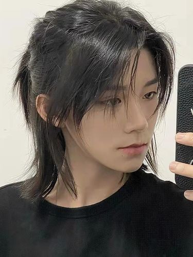 狼尾假发男生武士头中分刘海长发超酷帅气鲻鱼头cos造型日系男发