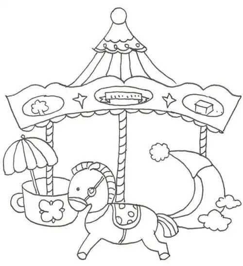 卡通画:旋转木马的绘画步骤 卡通画教程