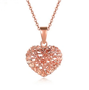 qianxing千星珠宝18k金镂空心形彩金项链