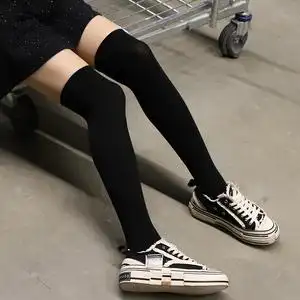 长筒袜女过膝潮ins黑色袜子女秋冬中筒袜日系高筒袜长袜小腿袜厚
