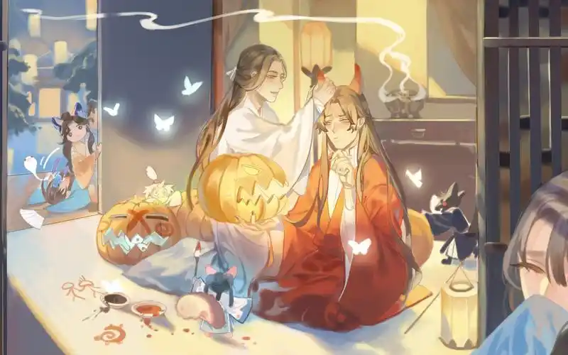 【板绘】【sai】【厚涂】【天官赐福】【上色】万圣节涂个花怜