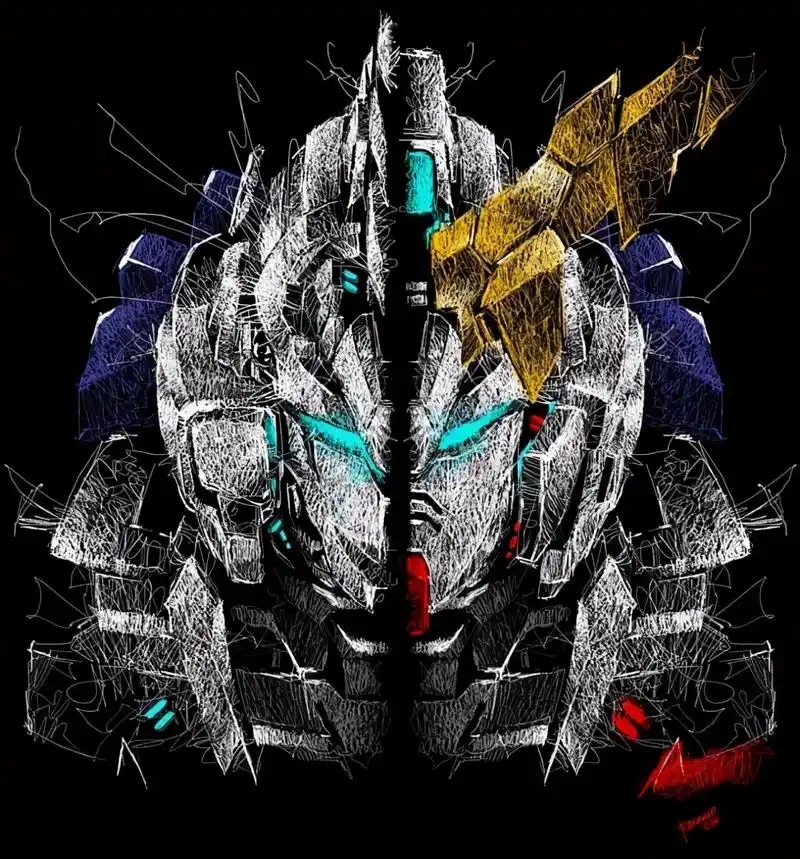 该换头像了,粉笔画风格高达头像